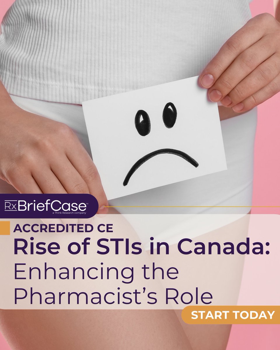 Rates of bacterial STIs are rising across Canada—and pharmacists are on the front line of prevention and management.

Accredited education, built to fit your busy schedule—available now on RxBriefCase.
👉 Start today: ow.ly/8gZb50X46lt