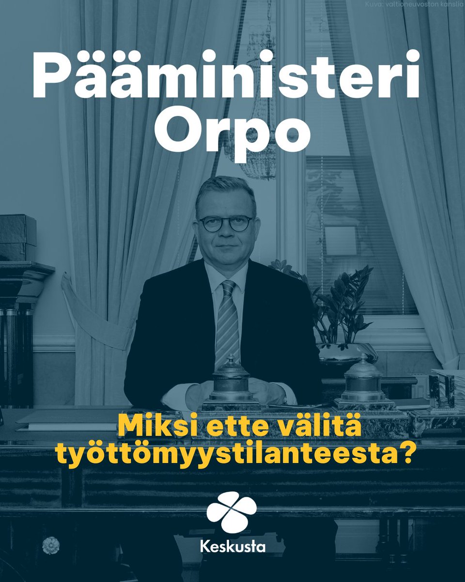 keskusta's tweet photo. Pääministeri Orpo vähättelee ja kaunistelee työttömyystilannetta. 😬
Se ei herätä yrityksissä ja ihmisissä luottamusta siitä, että Suomen ongelmiin oikeasti tartuttaisiin. 

Tosiasioiden tunnustaminen olisi viisauden alku.☝🏻 https://t.co/KyWHB72tFE