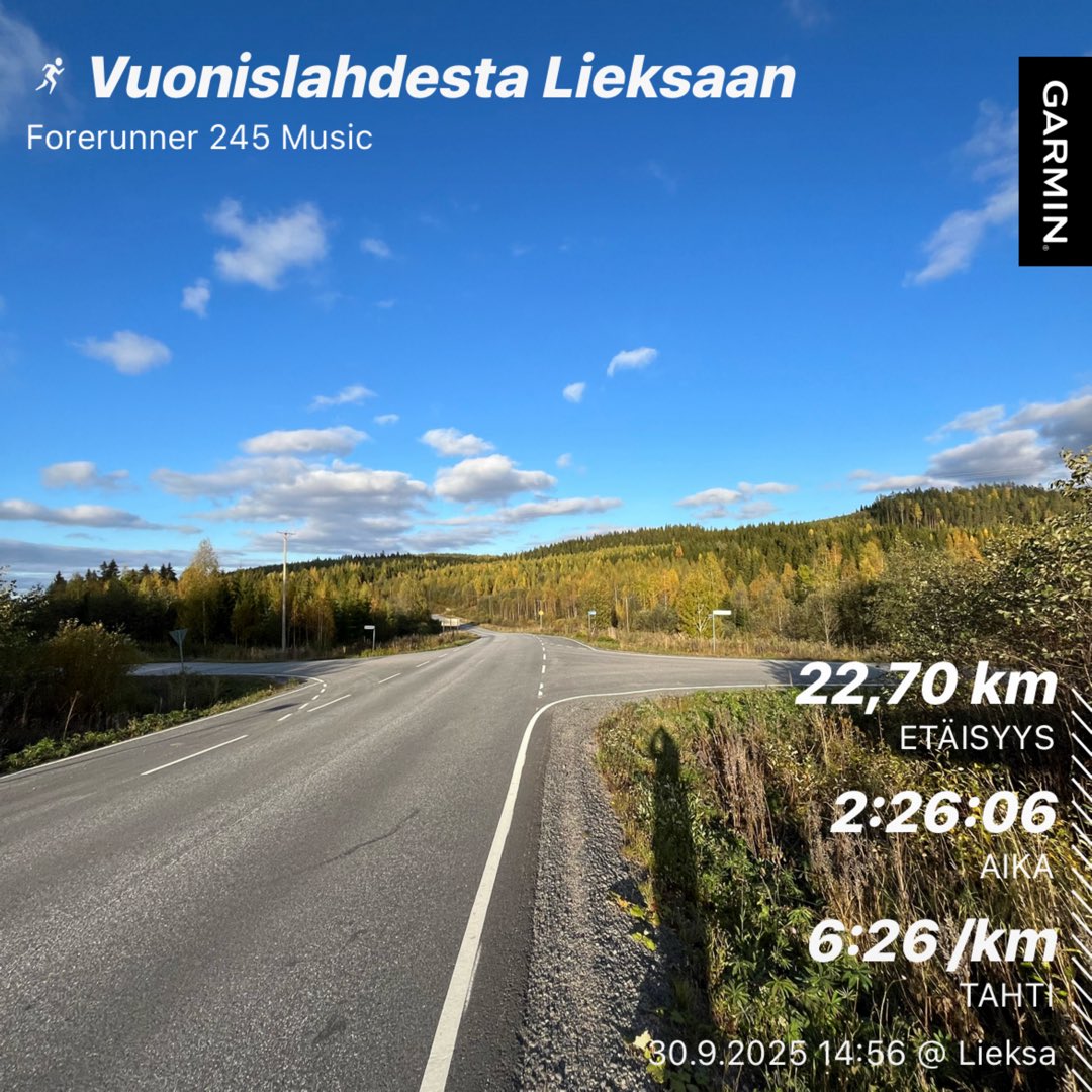 Syyskuun viimeisenä juoksentelemassa harvinaisemmissa maisemissa: Vuonislahdesta Lieksaan. #juoksu #jolkottelu