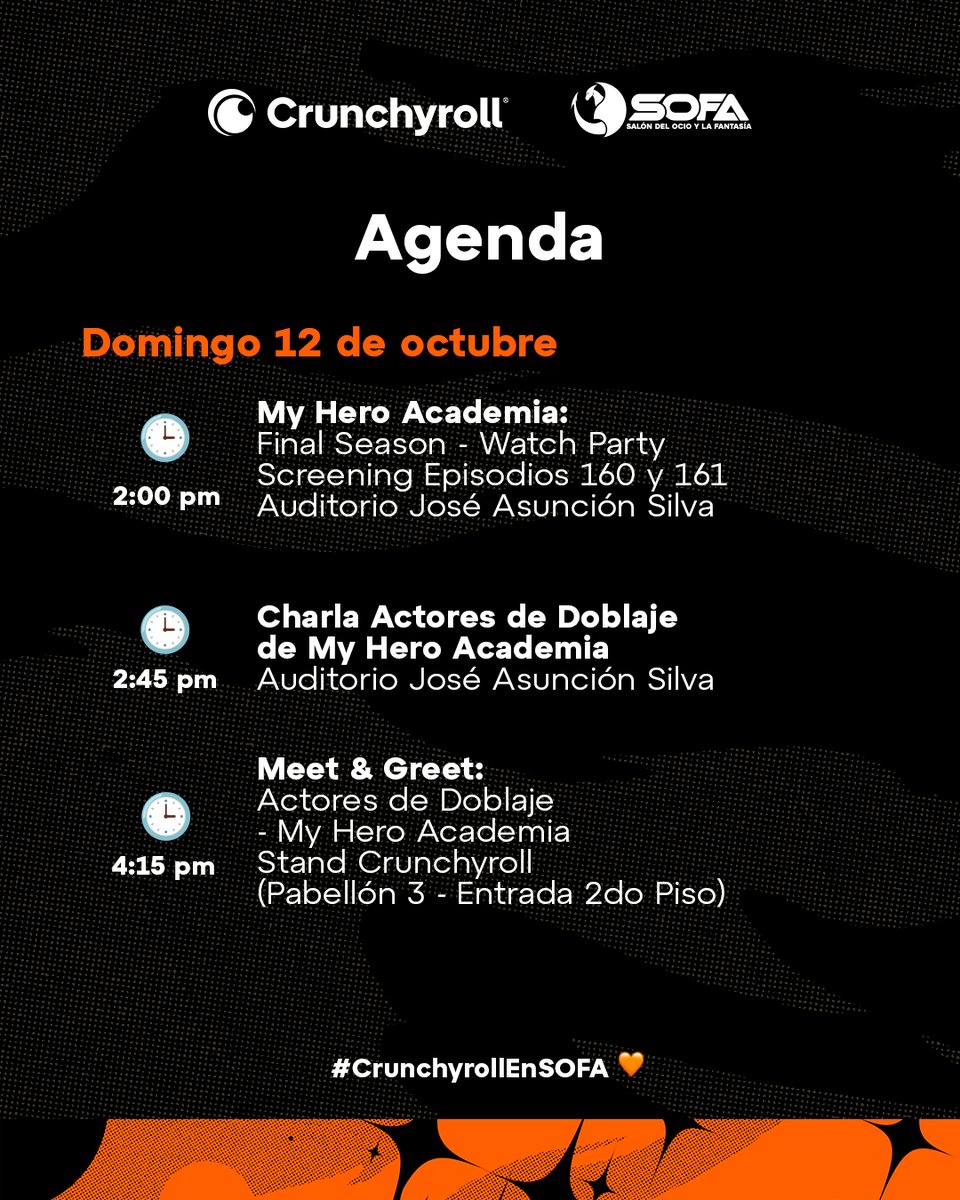 ¡Parce, no te lo pierdas! 🫵 Estas son todas las actividades de #CrunchyrollEnSOFA.