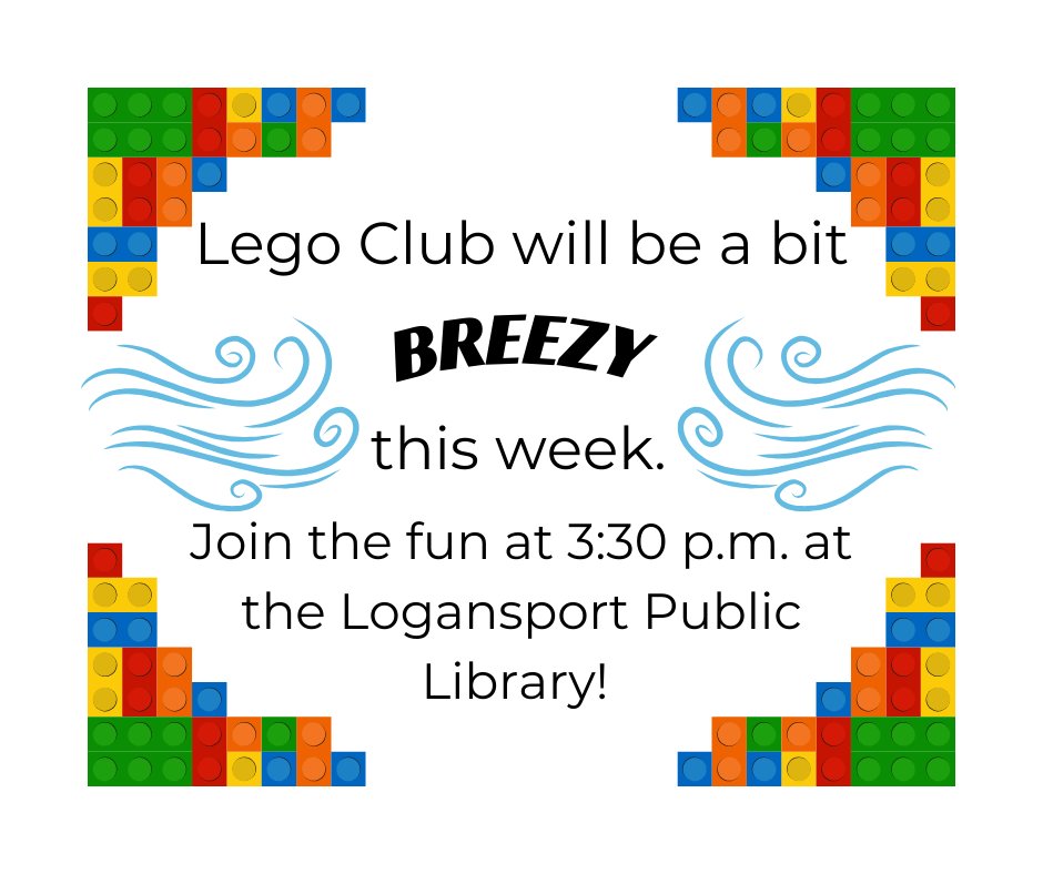 Stop in and cool down with Lego Club today at 3:30 p.m. at the Logansport Public Library!