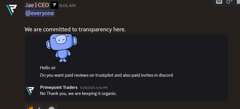 So many inquiries wanting to sell trustpilot reviews, discord members, and other fake traffic.

We will never do that here. 
Our trust pilot reviews are organic, everything is ORGANIC. 
OUR PAYOUTS ARE ORGANIC!

Join US firms who can give you confidence.