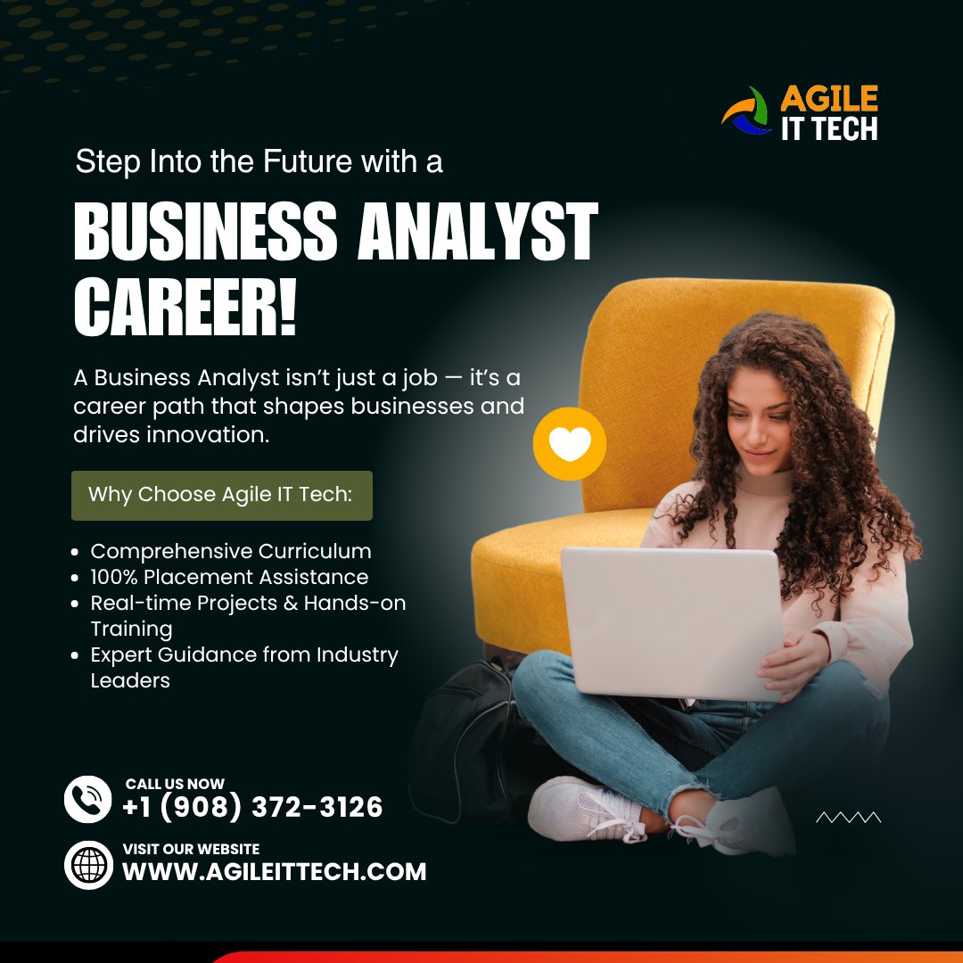 agileittech's tweet image. 𝐒𝐭𝐞𝐩 𝐈𝐧𝐭𝐨 𝐭𝐡𝐞 𝐅𝐮𝐭𝐮𝐫𝐞 𝐰𝐢𝐭𝐡 𝐚 𝐁𝐮𝐬𝐢𝐧𝐞𝐬𝐬 𝐀𝐧𝐚𝐥𝐲𝐬𝐭 𝐂𝐚𝐫𝐞𝐞𝐫!
A Business Analyst isn’t just a job — it’s a career path that shapes businesses and drives innovation.
Visit our website:- 𝐰𝐰𝐰.𝐚𝐠𝐢𝐥𝐞𝐢𝐭𝐭𝐞𝐜𝐡.𝐜𝐨𝐦
#AgileITTech