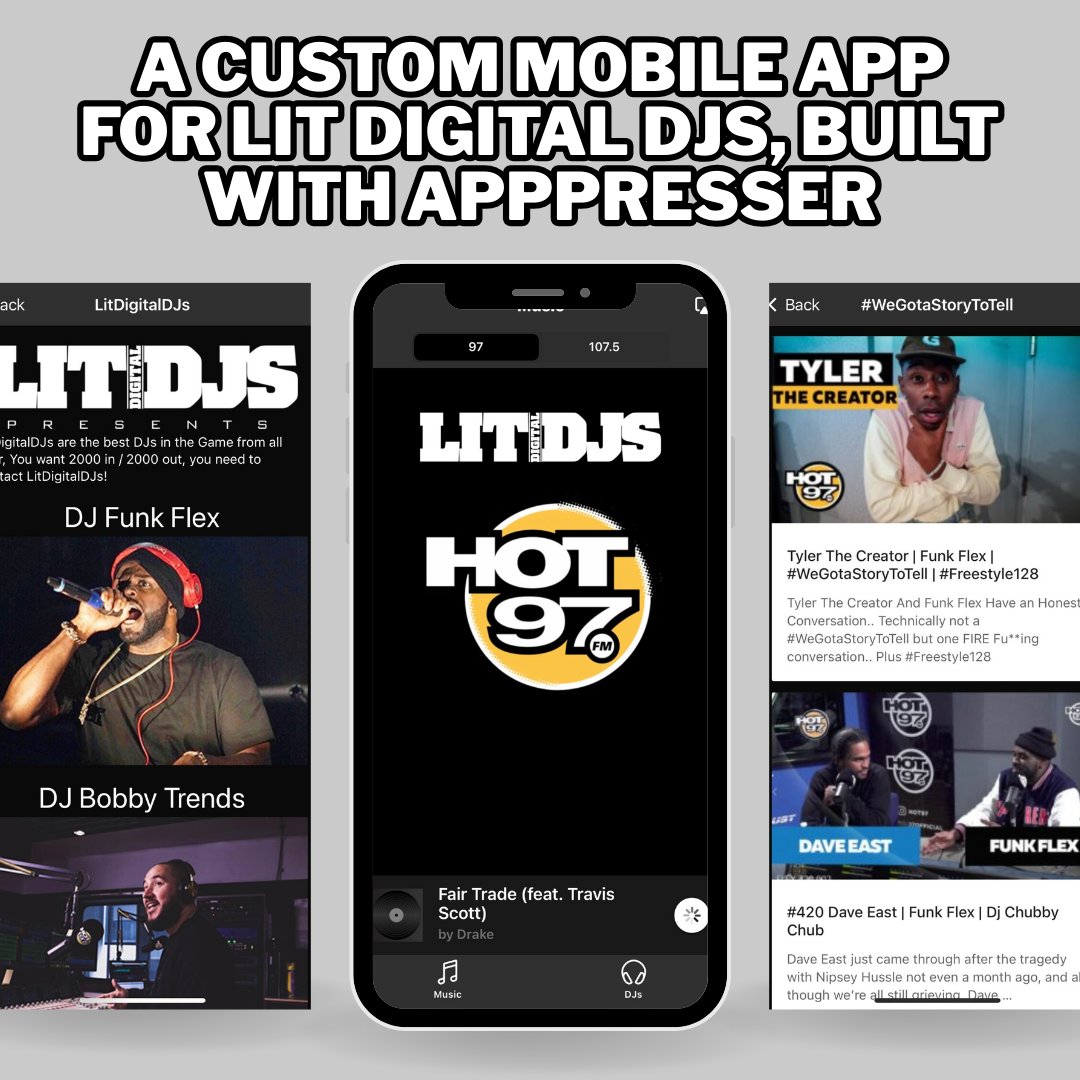 🎵 App Spotlight: Lit Digital DJs + AppPresser
See how we built a custom mobile app for Lit Digital DJs — live streaming, DJ discovery, seamless WordPress integration, and more.

 👉Read the full story and get inspired: apppresser.com/a-custom-mobil…