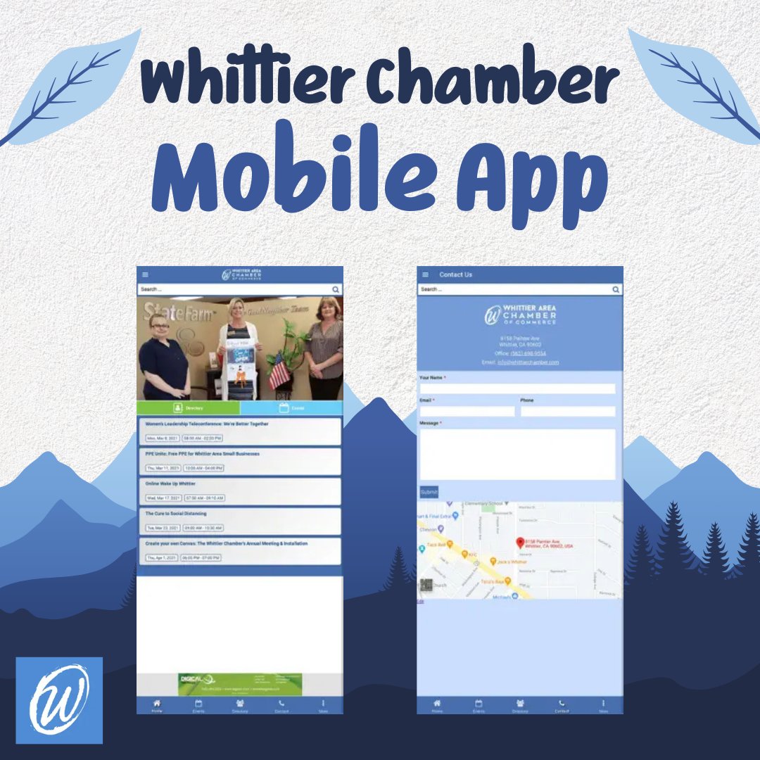📲 Stay connected with your local business community—right from your phone!

The Whittier Chamber App showcases chamber members, upcoming events, and the latest news—all in one place.

It’s local networking, simplified.