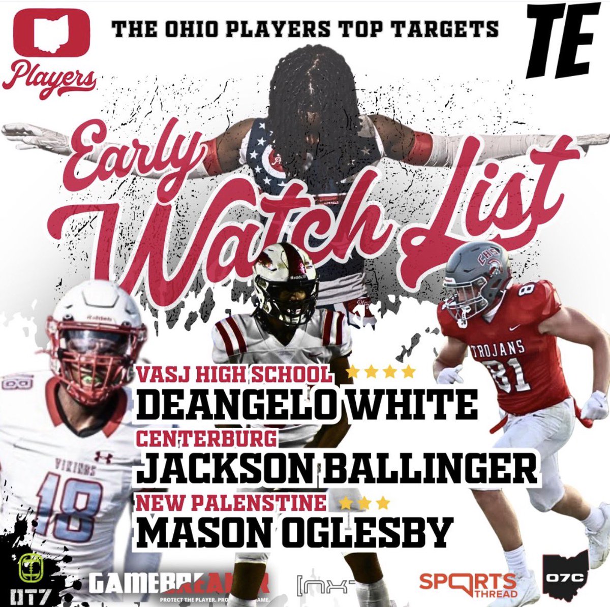 🔥🏈 TE Early Watchlist Alert!!! 🔥🏈

D’Angelo White- <a href="/_DAngeloWhite/">DAngelo White</a>- VASJ
Jackson Ballinger- <a href="/JaxBallinger/">Jackson Ballinger</a> Centerburg
Mason Oglesby- <a href="/Mason_Oglesby11/">Mason Oglesby ‘27</a>- New Palestine

<a href="/Ohio7v7/">Ohio 7v7</a> <a href="/CoachGill37/">Chris Gillam</a> <a href="/Crook36/">Coach Crook III</a> <a href="/CoachShanefelt/">Chris Shanefelt</a>