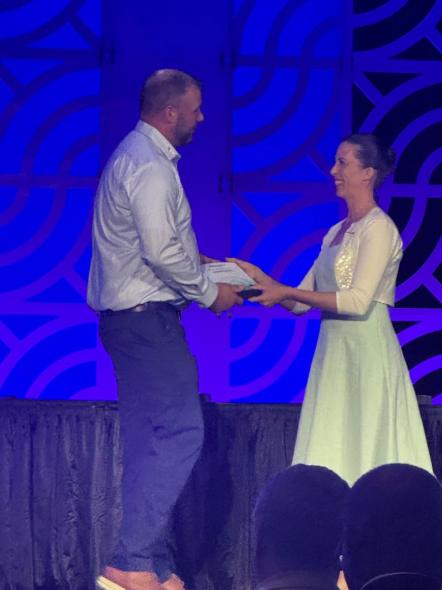 NEWaterEnv's tweet photo. Congratulations to NEWEA members Jim Barsanti & Jason Swain on being honored for their outstanding contributions to the water industry at yesterday's @WEFTEC Awards Ceremony! Jim was recognized as a WEF Fellow & Jason accepted the Water Heroes award on behalf of @Veolia #WEFTEC25 https://t.co/vtKW4jy5WR