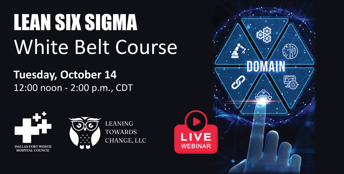 <a href="/DFWHCouncil/">DFW Hospital Council</a> and Leaning Towards Change, LLC virtual Lean Six Sigma Course is in two weeks! #education #leansixsigma #healthcarequality 
dfwhc.org/dfwhc-and-lean…