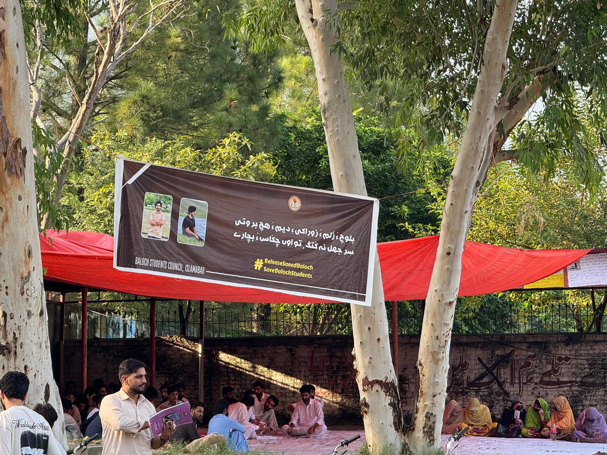BSCIslamabad's tweet photo. 1/2

Baloch Students Council Islamabad has set up a peaceful sit-in camp within Quaid-i-Azam University highlighting longstanding concerns faced by Baloch students across Pakistan.
#ReleaseSaeedBaloch 
#SaveBalochStudents https://t.co/c284OouM5H