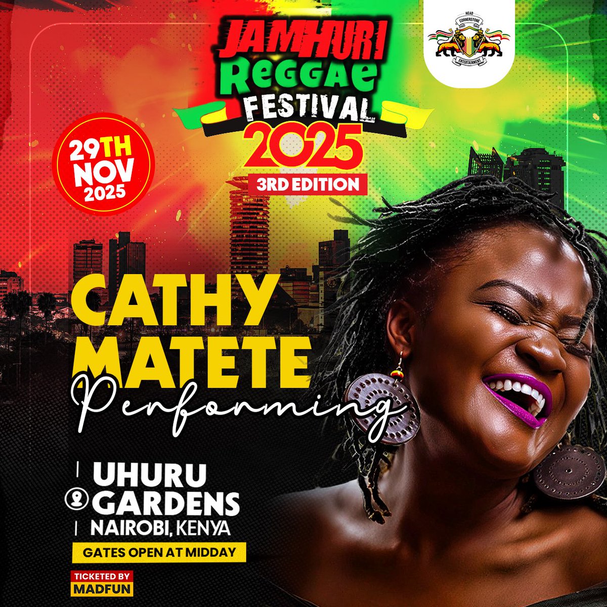 Local artistes among them <a href="/Cathymatete/">Cathy Matete 🇰🇪</a> in line to perform at the Jamhuri Reggae Festival 2025
 Shika ticko at gigs.madfun.com/event/470 🚨🚨🚨