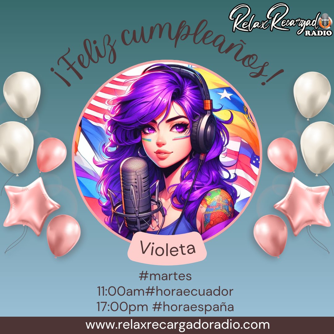 #intensasalaire

Acompaña a #Violeta todos los #martes en el horario de 

11:00am #horaecuador 
17:00pm #horaespaña 

Y conoce más del #cantante <a href="/cepedaoficial/">Luis</a>

Por la mejor señal
relaxrecargadoradio.com

#relaxrecargadoradio 
#enamorandotussentidos
#intensasdefiesta