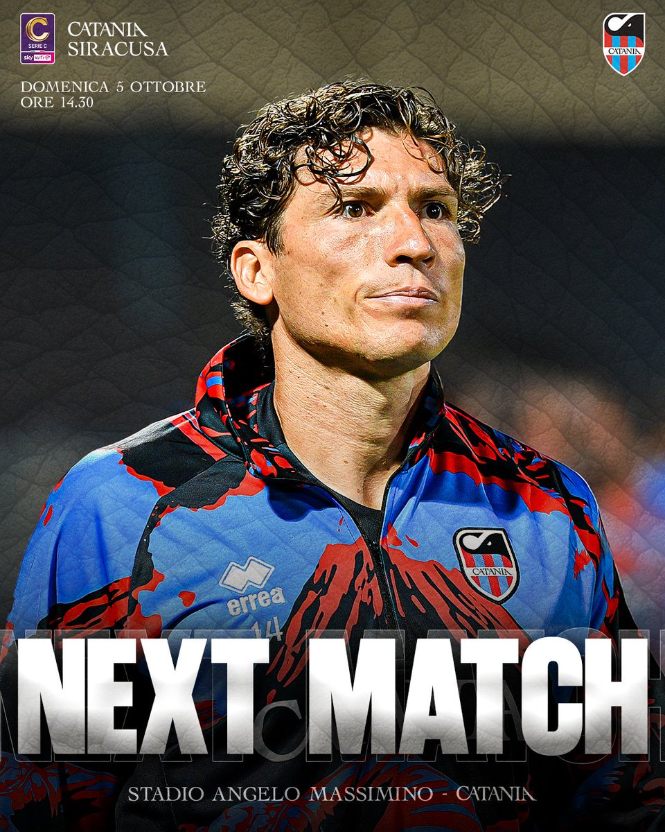 🔜 Catania-Siracusa

👉🏻 8ª Giornata - Girone C - Serie C Sky Wifi
🗓 Domenica 5 Ottobre
🏟 Stadio “Angelo Massimino" - Catania
⌚ Ore 14:30

#CataniaFC