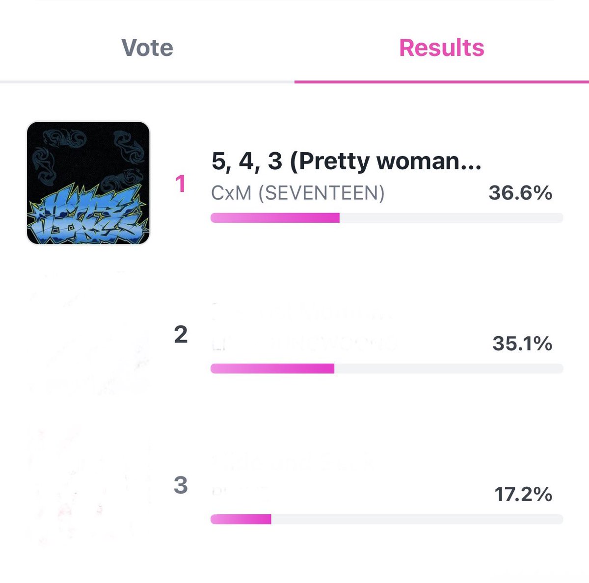 voting reset! vote for CXM 5,4,3 (PRETTY WOMAN)

🗳️ LiNC app linc.onelink.me/31TL/sbsboard1
📎 10 votes = 300 fan points per acc/day