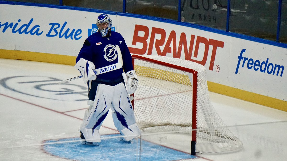 EddieInTheYard's tweet image. Some practice shots of Andrei Vasilevskiy’s return to #GoBolts practice today.