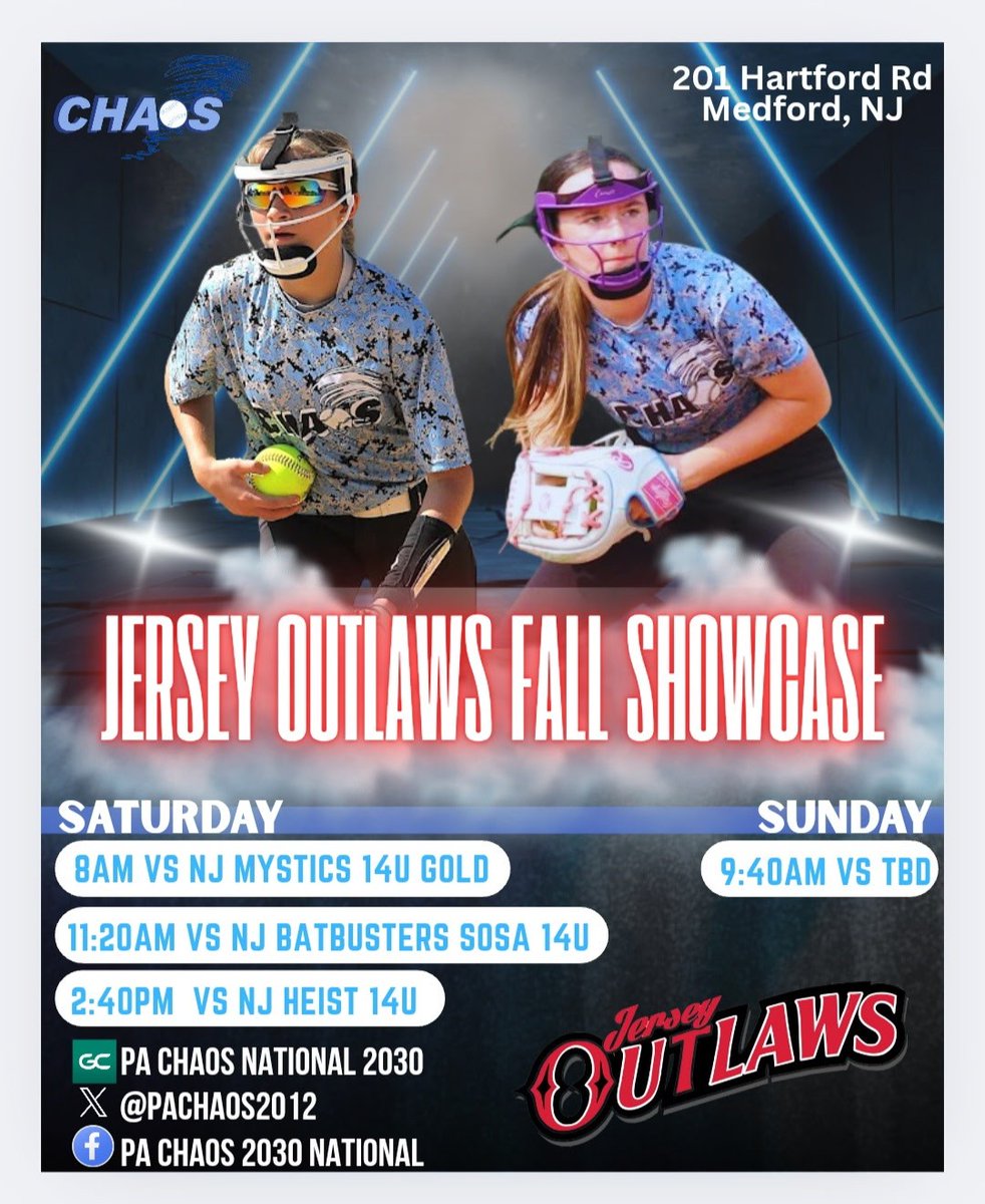 PA Chaos 2012 - Parker (@pachaos2012) on Twitter photo Check us out this weekend @ Jersey Outlaws Fall Showcase 🌪🥎 @joutlawsevents, <a href="/jerseyoutlawsfp/">JerseyOutlawsFP</a>, @joutlawsgold_db, @joutlawsgold <a href="/ExtraInningSB/">EXTRA INNING SOFTBALL</a> <a href="/LineDsoftball/">Line Drive Media</a> <a href="/CoastRecruitsSB/">Coast Recruits 🥎</a> <a href="/PA_recruit/">Pennsylvania Softball Prospects</a> <a href="/SoftballPros/">CollegeSoftballProspects</a> <a href="/SoftballRecruit/">Softball Recruit 🥎</a> <a href="/IHartFastpitch/">I❤️Fastpitch</a> <a href="/d1fastpitch1/">D1 Fastpitch</a> <a href="/TopPreps/">TOP PREPS @TopPreps | X | Sports News & Recruiting</a> <a href="/PrepSoftball/">Prep Softball 🥎</a> Check us out this weekend @ Jersey Outlaws Fall Showcase 🌪🥎 @joutlawsevents, <a href="/jerseyoutlawsfp/">JerseyOutlawsFP</a>, @joutlawsgold_db, @joutlawsgold <a href="/ExtraInningSB/">EXTRA INNING SOFTBALL</a> <a href="/LineDsoftball/">Line Drive Media</a> <a href="/CoastRecruitsSB/">Coast Recruits 🥎</a> <a href="/PA_recruit/">Pennsylvania Softball Prospects</a> <a href="/SoftballPros/">CollegeSoftballProspects</a> <a href="/SoftballRecruit/">Softball Recruit 🥎</a> <a href="/IHartFastpitch/">I❤️Fastpitch</a> <a href="/d1fastpitch1/">D1 Fastpitch</a> <a href="/TopPreps/">TOP PREPS @TopPreps | X | Sports News & Recruiting</a> <a href="/PrepSoftball/">Prep Softball 🥎</a>