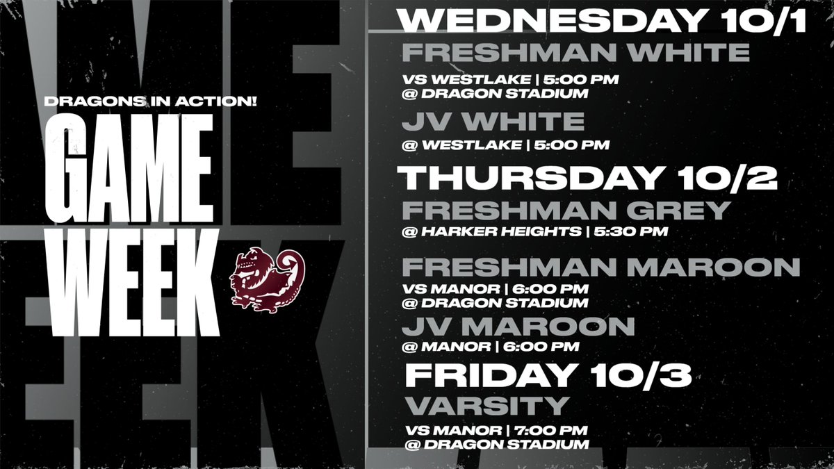 It's a busy week for the Dragons! See graphic for all the action happening this week! #BREAL #UBUNTU