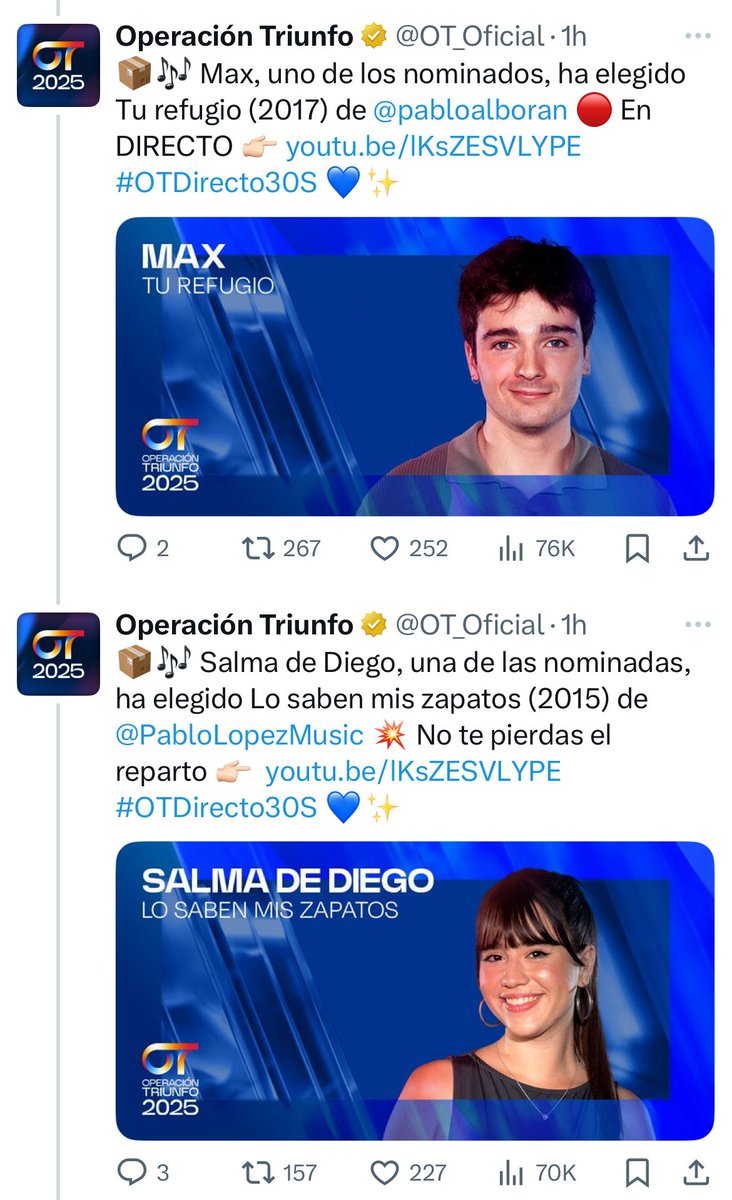 Qué perezón de nominados joder, uno podría haber hecho Hamilton y la otra Extremoduro pero esto es pan blanco sin gluten #OTDirecto30S