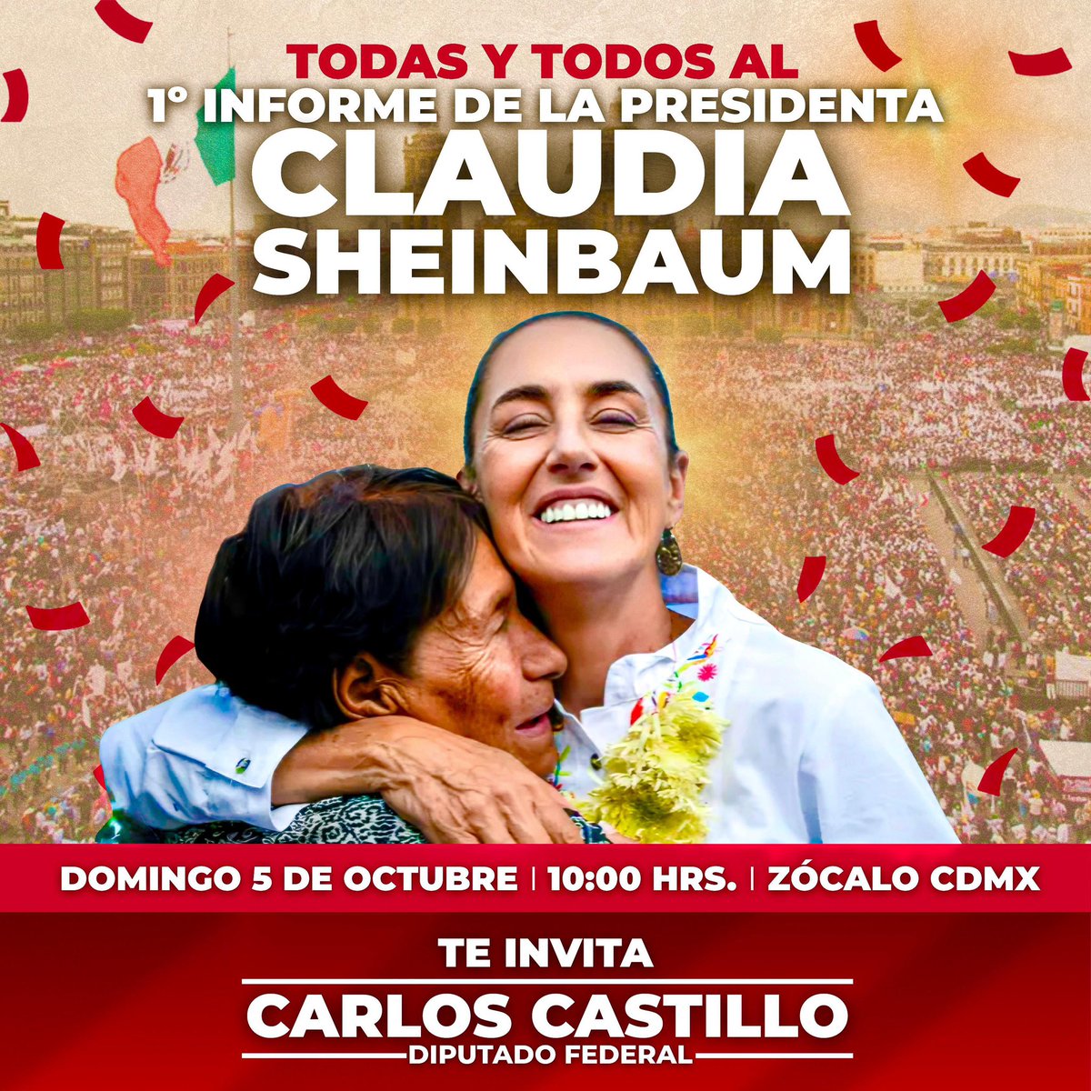 Tod@s al Zócalo de la CDMX con la presidenta Claudia Sheinbaum.