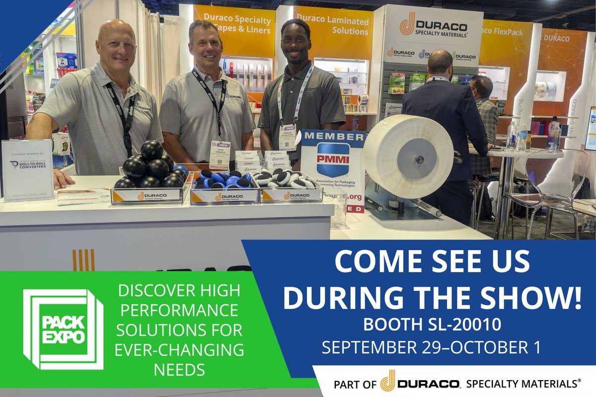 Come see us at Pack Expo 2025 in the Las Vegas Convention Center! Visit the Duraco Specialty Materials® booth (SL-20010) on September 30 and October 1 to discover high-quality solutions backed by trusted expertise. Our team will be happy to discuss your specific application!