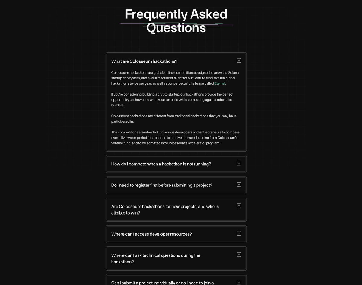Screenshot of the Cypherpunk Hackathon FAQ page