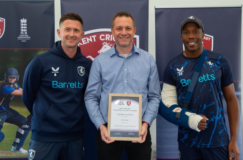 Our very own Andrew Ball accepting his award from @kentcricket royalty @joe.denly and <a href="/deebzz23/">Daniel Bell-Drummond</a> at the Kent Cricket Volunteer &amp; Coach awards.

Andrew has been instrumental in growing the junior section, as well as its number of coaches over the last couple of years.