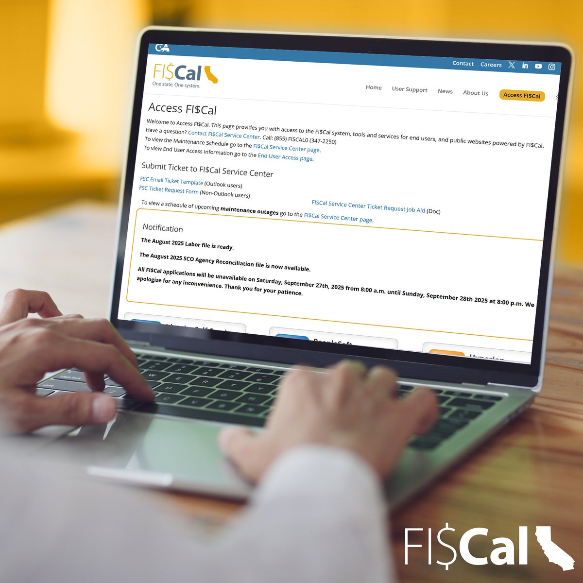 End users: Your one-stop for FI$Cal tools and resources is just a click away. 

Access the FI$Cal system, ServiceNow, or PowerBI. 

👨‍💻Login today:  Bit.ly/3KShqvS

#FISCalResources #PowerBI #EndUsers