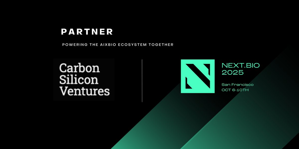 nextsequencevc's tweet image. Welcome Carbon Silicon Ventures as our #NEXT.BIO2025 Partner! 🎉 Together we're empowering the next wave of founders building a future powered by AI and Biology. #NEXTBIO2025