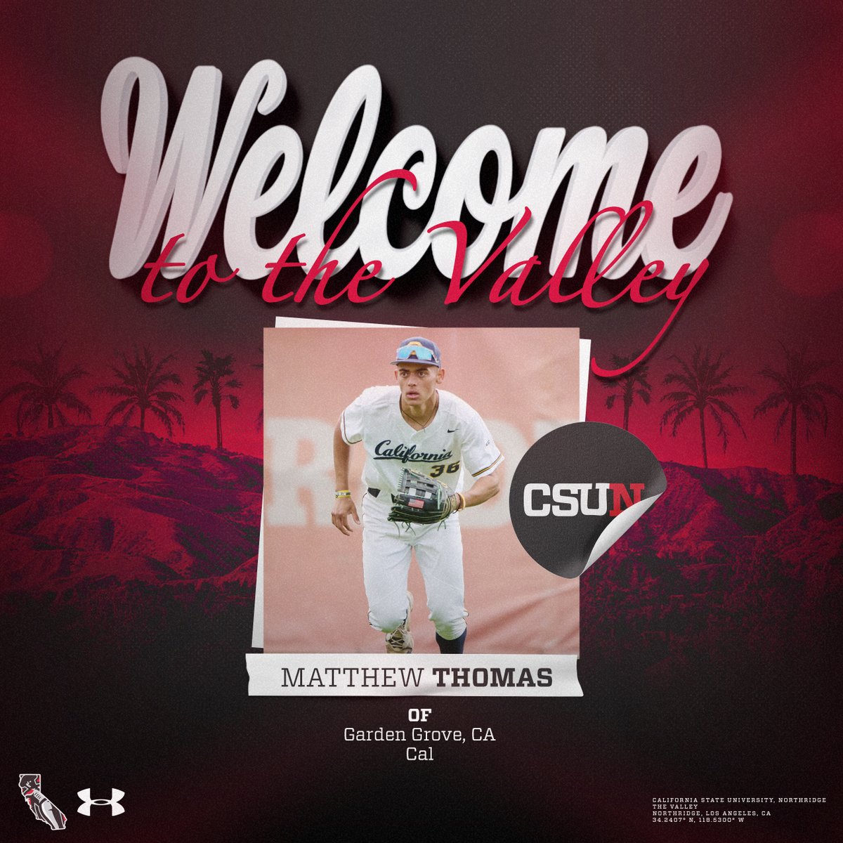 CSUNBaseball's tweet image. A Cal transfer with power potential.

@matthew06175455 🤝 CSUN 

#GoMatadors