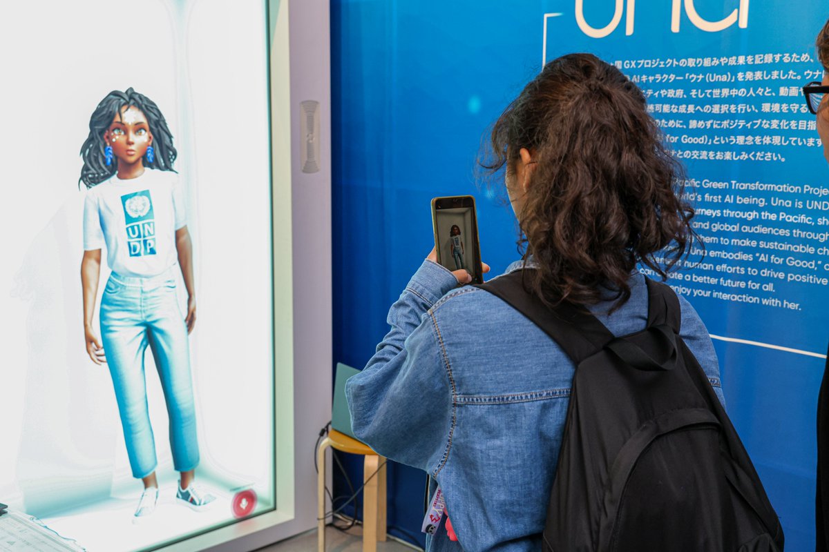 Meet Una at #Expo2025 in Osaka, Japan.

The world’s first AI Environment Champion is here to show how tech and storytelling can spark real #ClimateAction.

29 Sep–4 Oct | Final UNDP exhibition

Don’t miss it and learn more: go.undp.org/wVy