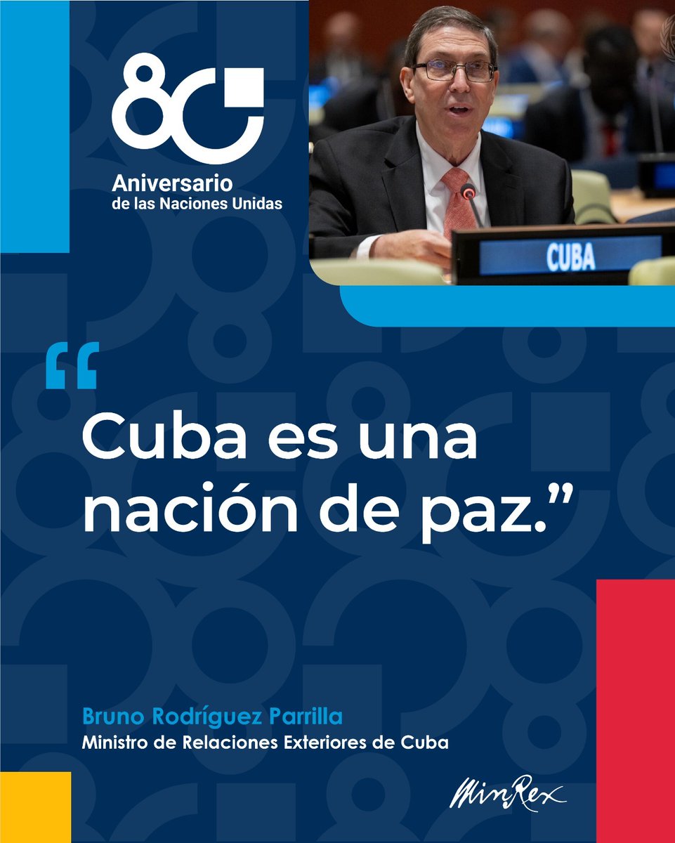 A través de nuestro Canciller, #Cuba convocó a rechazar la amenazante doctrina de “paz mediante la fuerza”, que significa imponer a todos la voluntad arbitraria del imperialismo estadounidense con el uso de la amenaza, la coerción y la agresión.
#SomosZonaDePaz
<a href="/LorenzoOsbel/">Osbel Lorenzo</a>