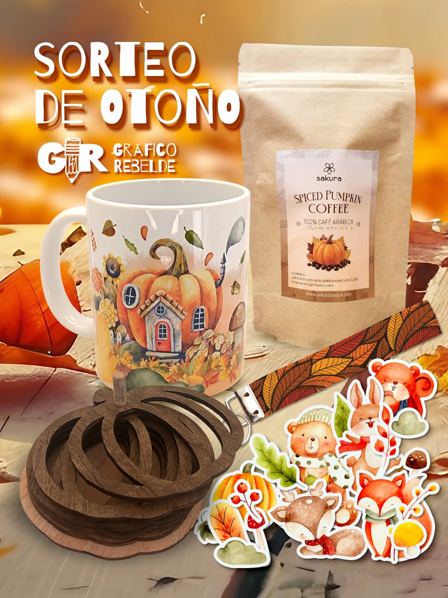 Estoy muy contenta de por fin anunciar el sorteo de este increíble Pack de Otoño.

El premio:
• 1 taza Calabaza de Otoño
• 1 set de cuatro posavasos de FemCosetes
• 1 paquete de 150g de Spiced Pumpkin Coffee de Sakura Burgos
• 1 llavero pulsera de hojas de otoño
• 1 pack de
