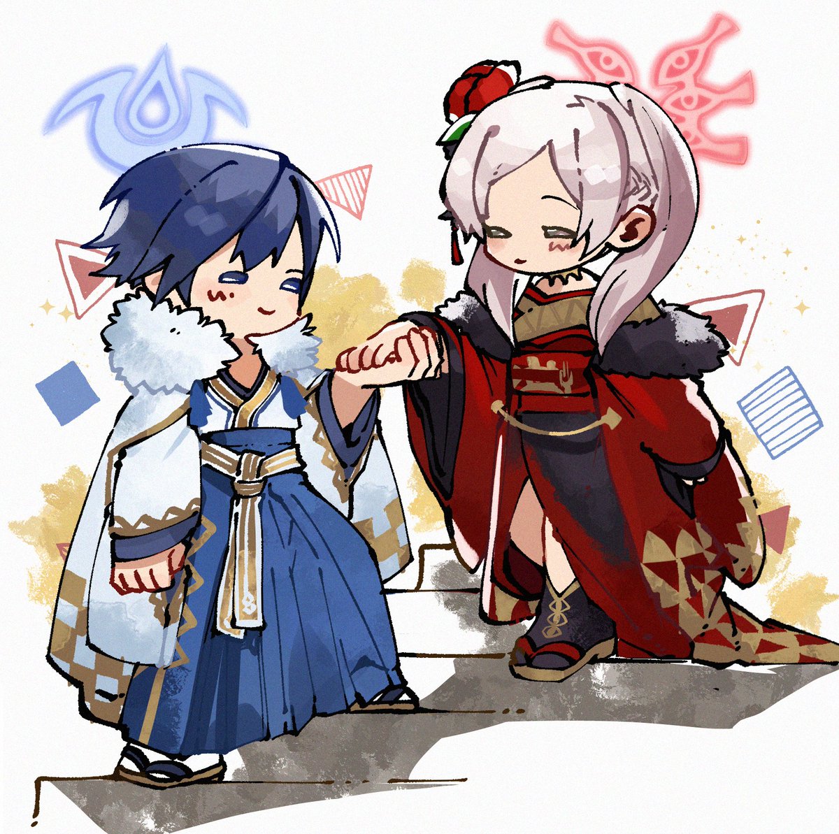 Chrom and Robin dressed as New Year's Askr and Embla, done by misokatsuhaumai on vgen!