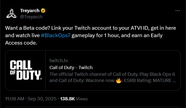 jlpotter's tweet photo. @Treyarch @Treyarch @CallofDuty ...What happened? Codes? Hold One... Everyone in Twitch still waiting on Codes. Does not look good to state one thing and then not follow through. https://t.co/mCgUi5foSO