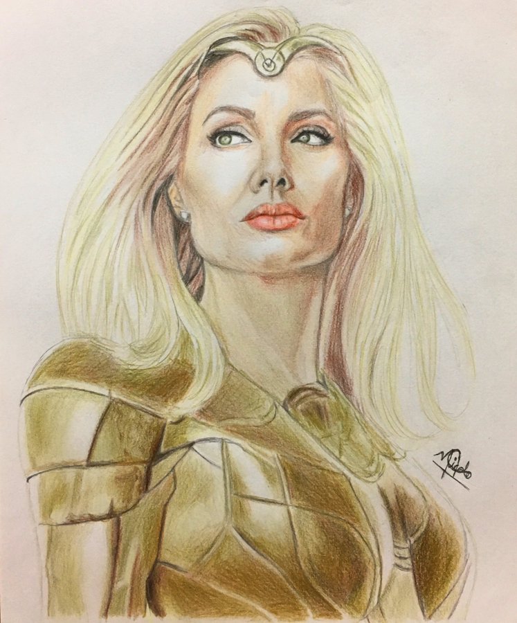 Toastiewiththe's tweet photo. #AngelinaJolie not my #art #Thena #Eternals https://t.co/tJDYGJP2JT