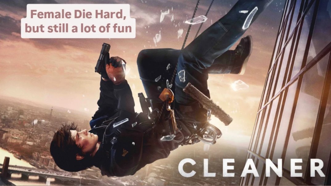 Russel_Olaf's tweet image. True, this is female #DieHard, and not a patch on the original and its immediate three sequels, but it's still a helluva a lot of fun, a few shortcomings notwithstanding. What makes #Cleaner immensely more watchable than it has any right to be is #DaisyRidley and #TazSkylar's