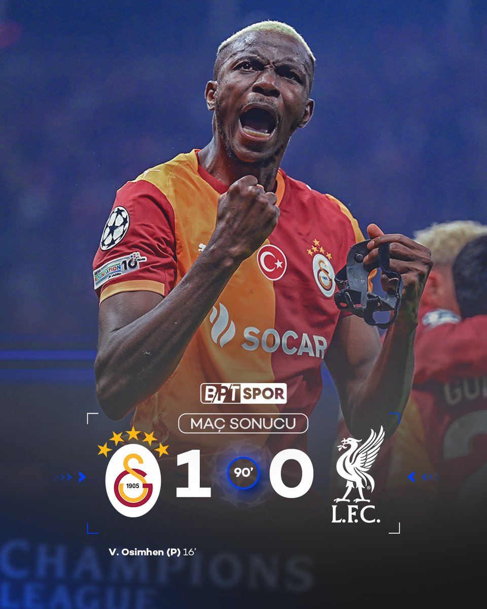 Galatasaray, Şampiyonlar Ligi'nde Liverpool'u mağlup etti. 🇹🇷