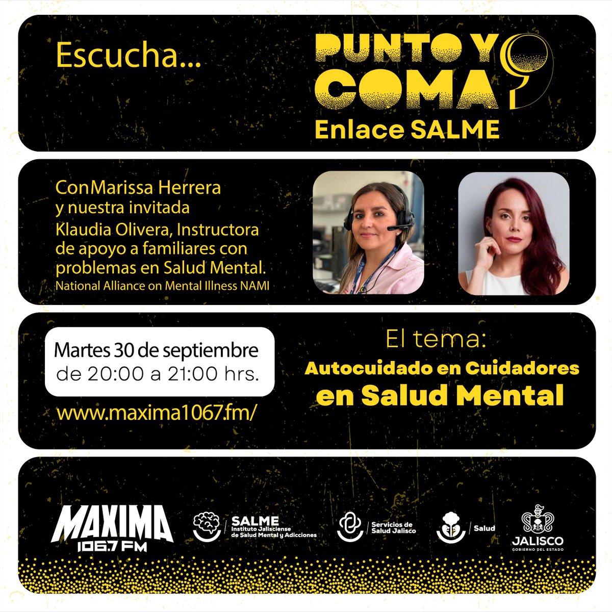 institutosalme's tweet photo. ¡Existen opciones para que la persona cuidadora tambien cuide su propia salud!, escúchalas hoy martes 30 de septiembre a las 20:00 hrs.  https://t.co/BGklJMclyi #SalmeContigo #XUnaVidaPlena @Maxima1067fm https://t.co/ourun8knMq