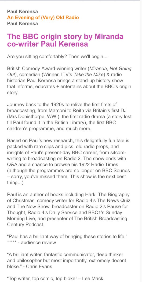 An evening that was both fascinatingly informative and wonderfully humorous about the origins of BBC 📻 with <a href="/paulkerensa/">Paul Kerensa</a>