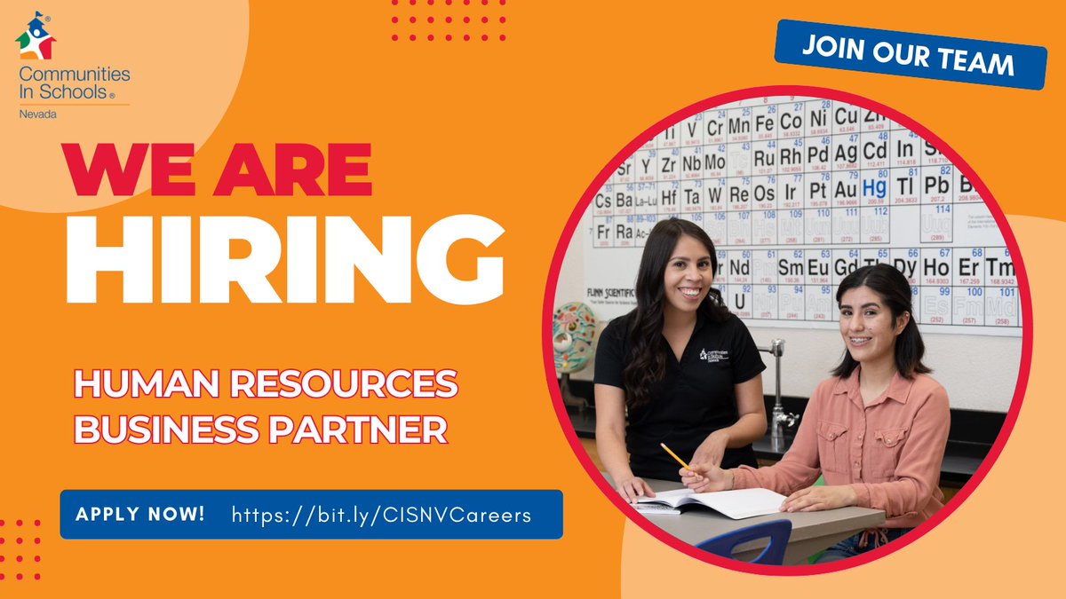CIS_Nevada (@cis_nevada) on Twitter photo 💼 We’re hiring a Human Resources Business Partner!
This role supports & strengthens our team by streamlining HR functions, reporting key metrics, boosting retention, forecasting staffing needs, and more.
Apply today! bit.ly/CISNVCareers
#Hiring #NowHiring #Jobs #Employment 💼 We’re hiring a Human Resources Business Partner!
This role supports & strengthens our team by streamlining HR functions, reporting key metrics, boosting retention, forecasting staffing needs, and more.
Apply today! bit.ly/CISNVCareers
#Hiring #NowHiring #Jobs #Employment