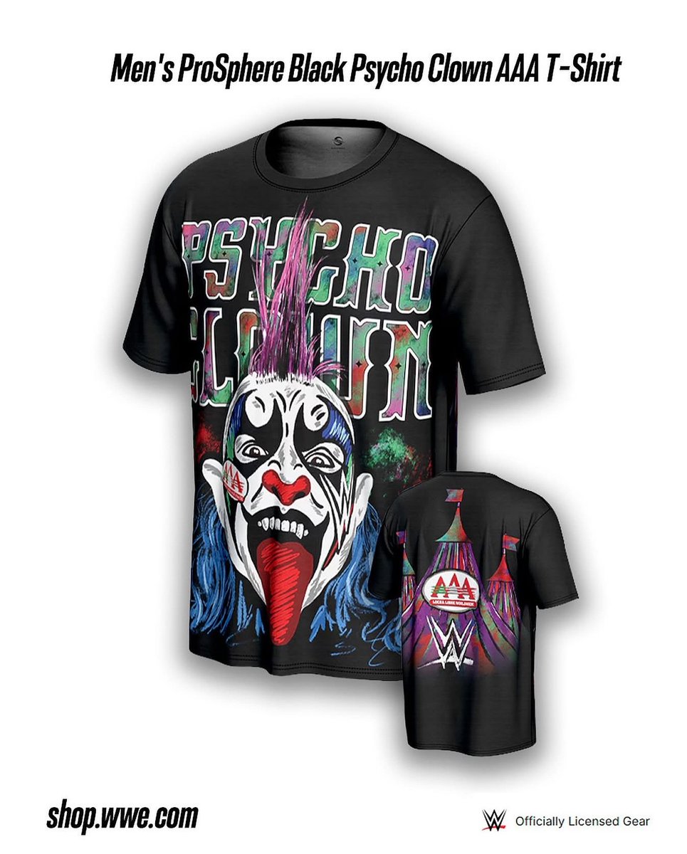 La playera más Psycholoca 🤘🏼🤡 Sé parte del Circo del terror y consíguela directo en la <a href="/WWEShop/">WWEShop.com</a> 📲

Sube tus historias y etiquétame!! Quiero verte en #ModoPsycho 👹
-
The most Psycholoco t-shirt 🤘🏼🤡 Be part of the Circus of Terror and get yours now at <a href="/WWEShop/">WWEShop.com</a> 📲