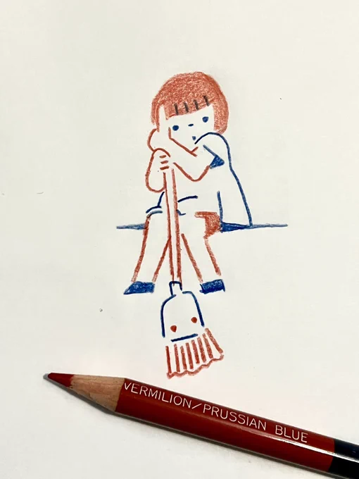 赤青鉛筆で描いています
