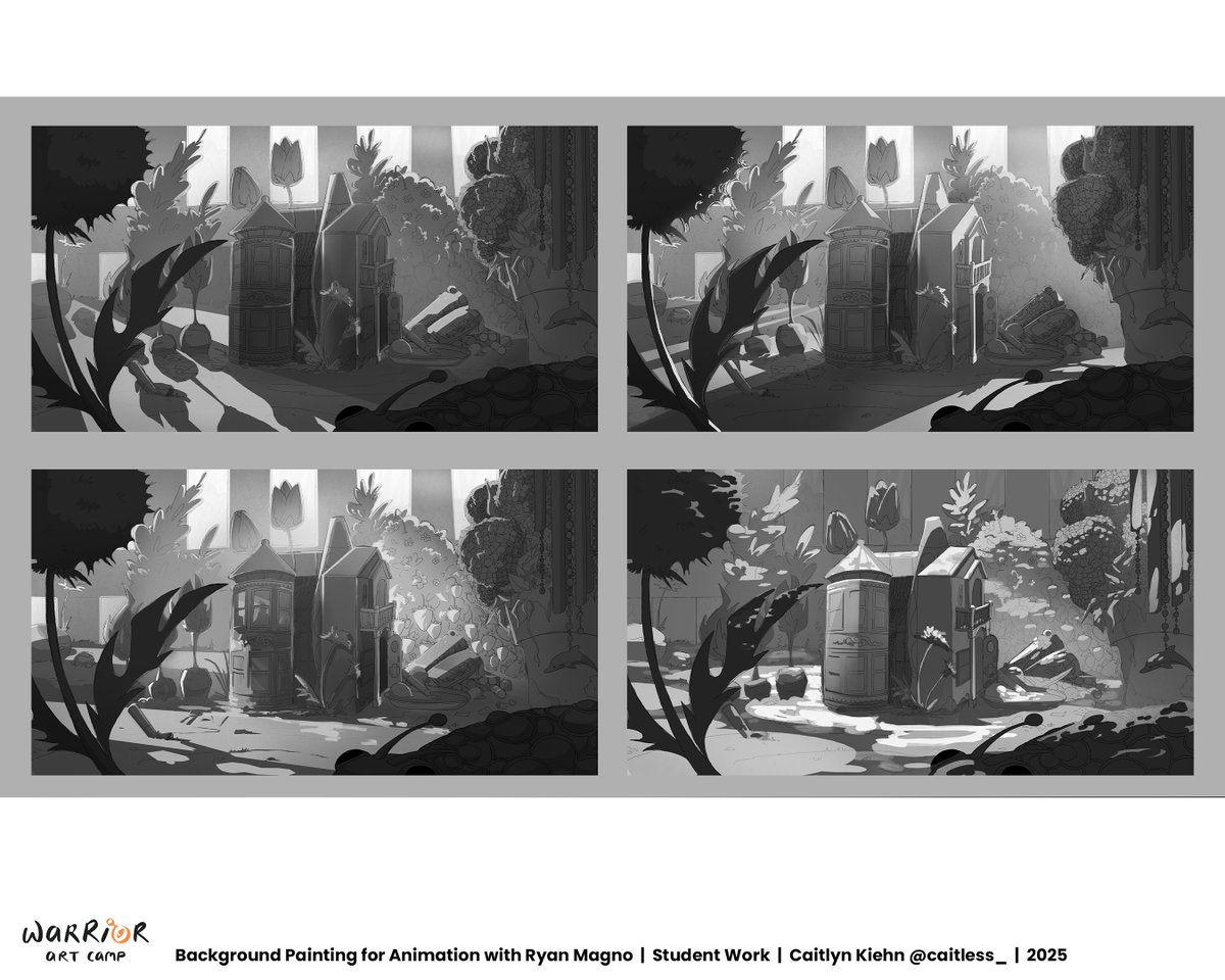 Caitlyn's super fun work from Ryan Magno's Background Painting for Animation (Jan 2025) 😍 

One spot has opened up in Ryan’s class starting October 11!

Check out our site for more info and to register now! Link in bio! ✨