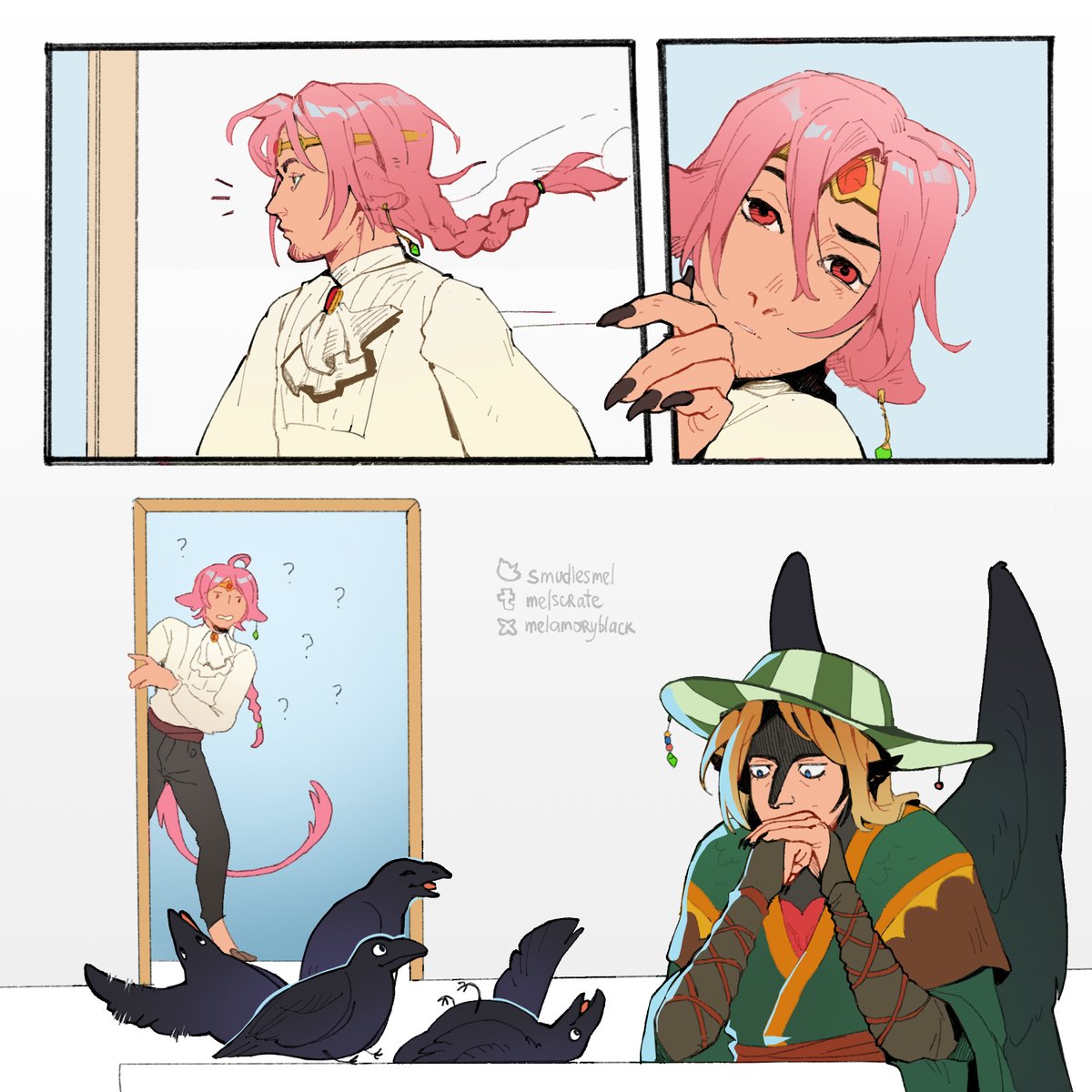 an old ask from tumblr for  #technobladetuesday  with staring contest with Phil and his chatters :)