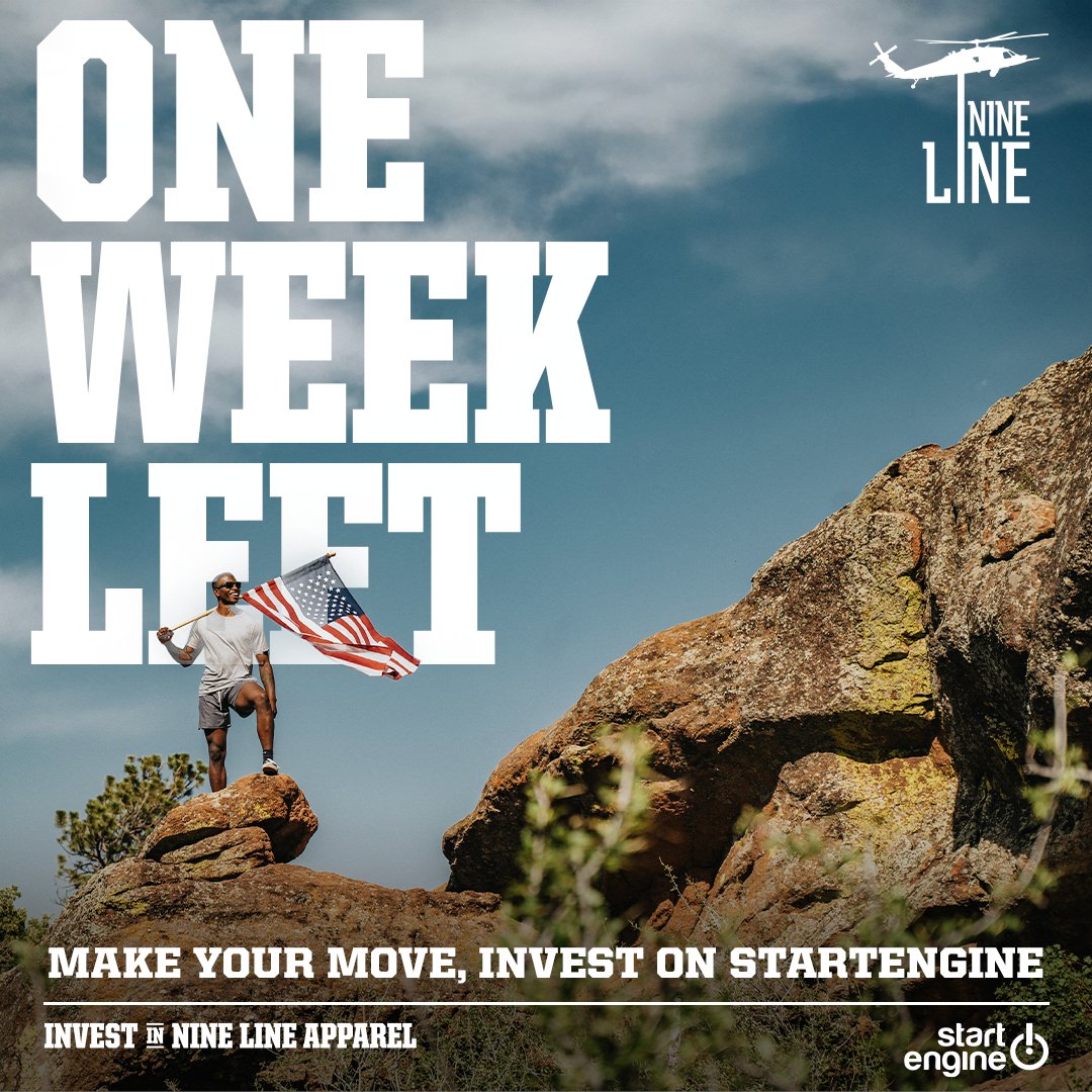 NineLineApparel's tweet photo. Just one week left to join the mission. Nine Line is expanding U.S. manufacturing and retailβbecome part of the movement before time runs out.
Join the mission- https://t.co/dIhSwtS18r
#OneWeekLeft #AmericanMade #BuiltInAmerica #AlmostGone #NineLineApparel https://t.co/oopiESdm0k