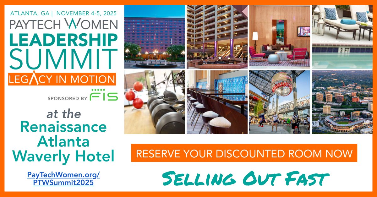 Register &amp; Reserve Your Discounted Room Now for #PTWSummit2025 sponsored by <a href="/FISGlobal/">FIS</a>
🔗 bit.ly/46pakKU
📍Renaissance Atlanta Waverly Hotel - rooms are selling so reserve now!
📅 Nov 4-5
 #LegacyInMotion #TimeIsNow #RiseThriveConnect #paytech #payments #fintech #banking