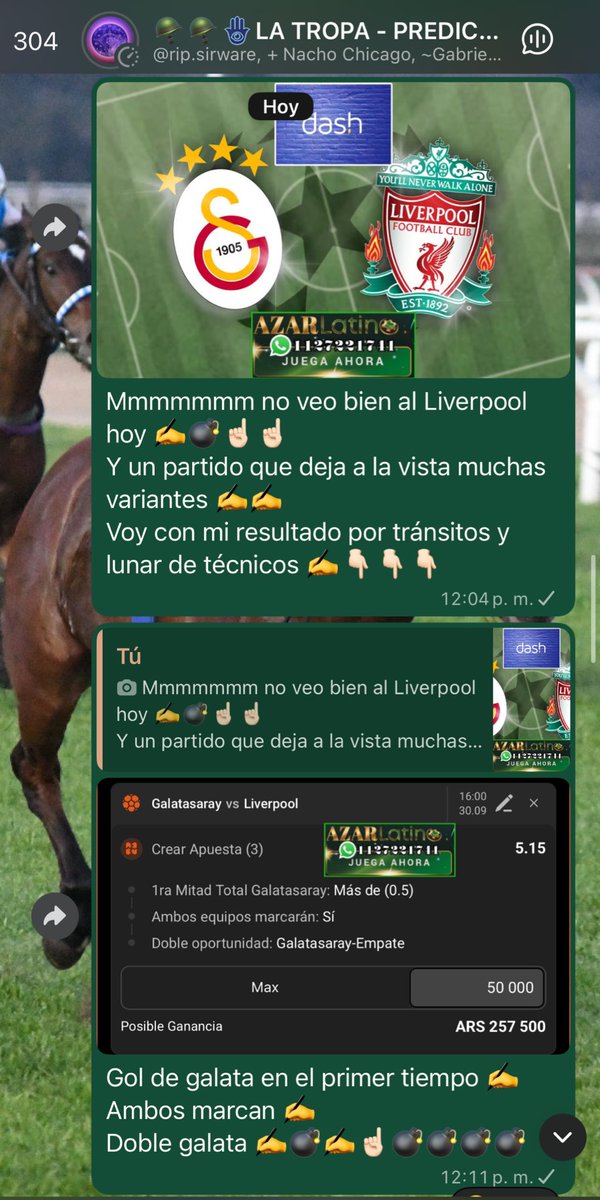 Uuufff la <a href="/ChampionsLeague/">UEFA Champions League</a> vibrante..
Con algunos detalles pero tirando abajo algunos favoritos ✅✍️🪬♥️
<a href="/GalatasaraySK/">Galatasaray SK</a> 
#Bodo 
<a href="/FCBayernES/">FC Bayern München Español</a> 
<a href="/Atleti/">Atlético de Madrid</a> 
Seguimos mi gente ♥️🪬💣✍️
Gracias por tanto cariño.
Vamos por el 5to año del grupo.
Súmate. Info al privado.