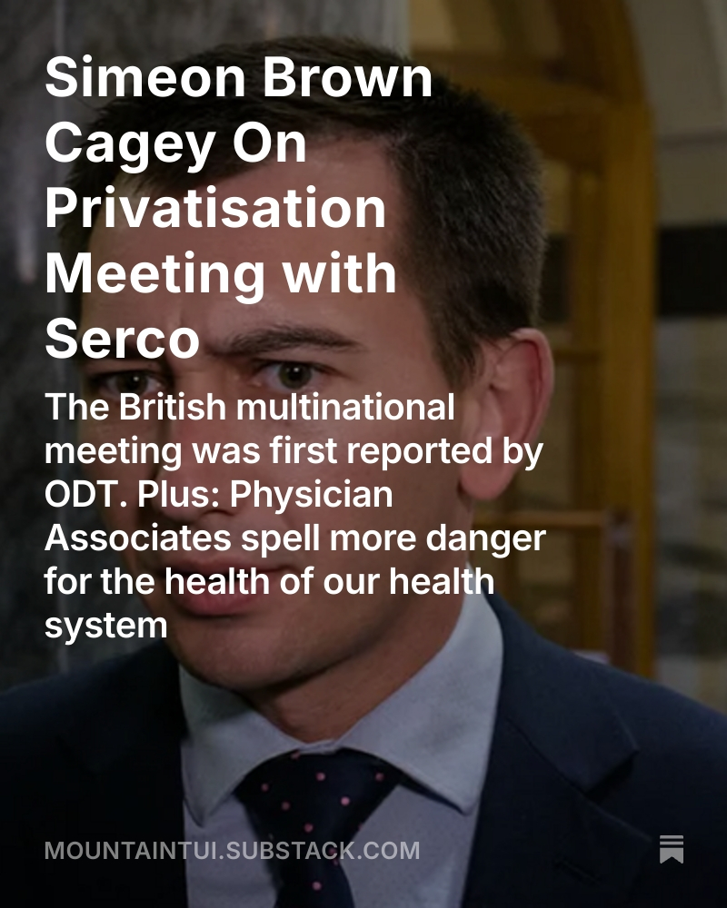 David Seymour hired a scandal ridden British multinational to deliver school lunches. 
Now Simeon Brown is secretly meeting with a British multinational on health privatisation
What could go wrong? A lot - why the future of healthcare is very bleak substack.com/home/post/p-17… #nzpol