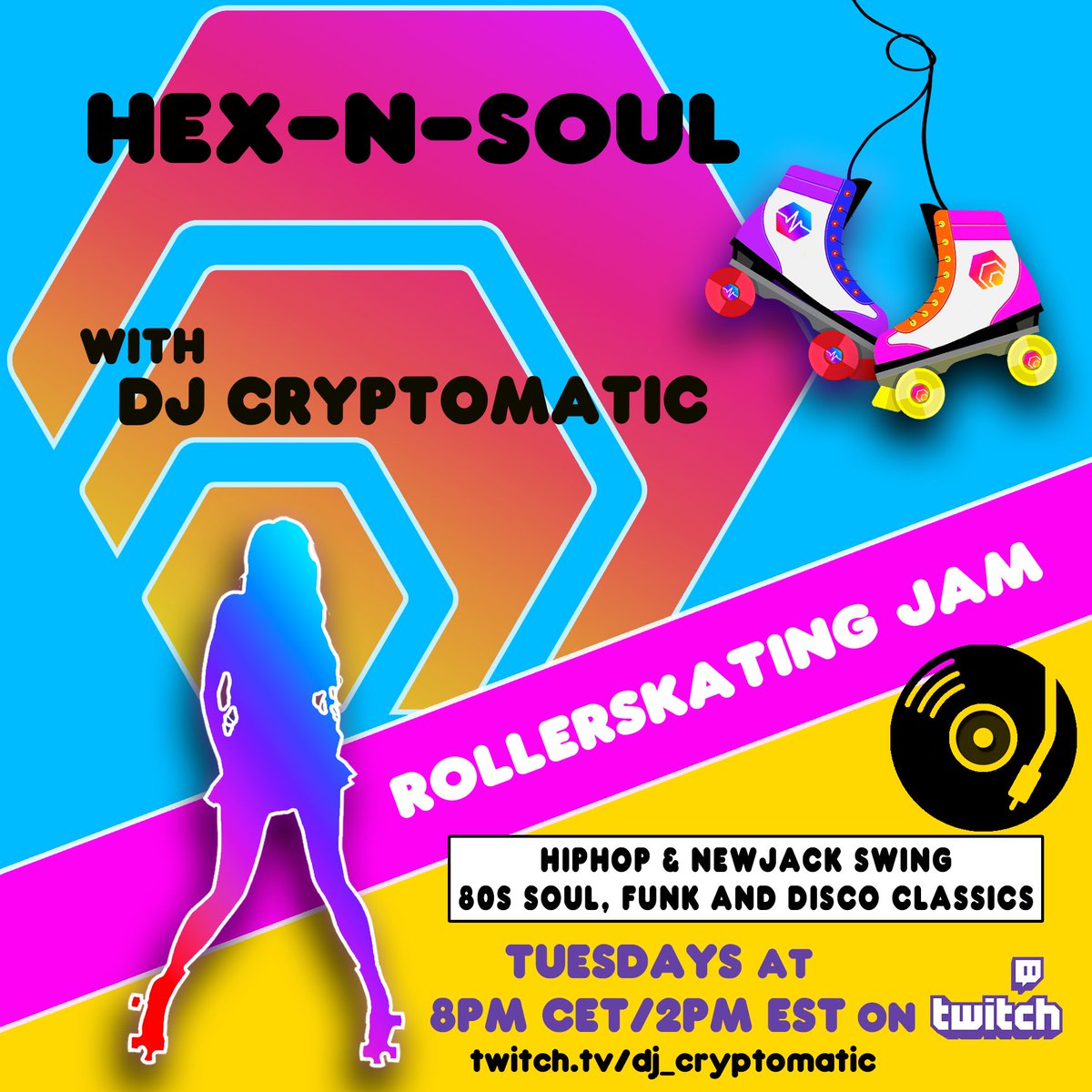 DJ Cryptomatic (@djcryptomatic) on Twitter photo Its Tuesday y´all and I am going live on Twitch . Its the HEX -N-SOUL show. Come and hang out at the virtual skating rink ;)
twitch.tv/dj_cryptomatic
tonight: 80sRollerskating Disco Classics, RnB & HipHop vibes
HEXICANS
Pulsechain
PulseX
<a href="/Awel0n/">Awelon</a> <a href="/PulsePirate/">PulsePirate</a> 
<a href="/Hexonair1960/">⬣H ⬣O ⬣A ⬣</a> Its Tuesday y´all and I am going live on Twitch . Its the HEX -N-SOUL show. Come and hang out at the virtual skating rink ;)
twitch.tv/dj_cryptomatic
tonight: 80sRollerskating Disco Classics, RnB & HipHop vibes
HEXICANS
Pulsechain
PulseX
<a href="/Awel0n/">Awelon</a> <a href="/PulsePirate/">PulsePirate</a> 
<a href="/Hexonair1960/">⬣H ⬣O ⬣A ⬣</a>