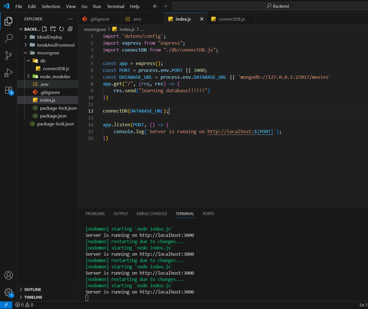 ashish_saud15's tweet photo. #LUD3 โ MongoDB Connection
Learned how to connect MongoDB using mongoose.connect(). Continued building the Hospital schema from yesterday & feeling more confident with data modeling.
#LearningUtsav2025 #FestivalOfLearning #WebDevelopment #MongoDB #Mongoose https://t.co/NJTmxahnon