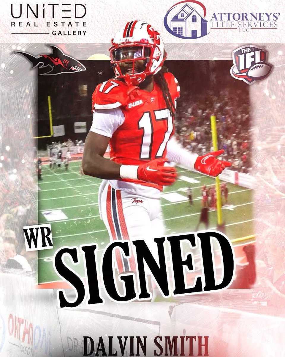 UNITED REAL ESTATE GALLERY and ATTORNEYS’ TITLE SERVICES Official Player Signing:
Sharks sign WR Dalvin Smith for the 2026 season.